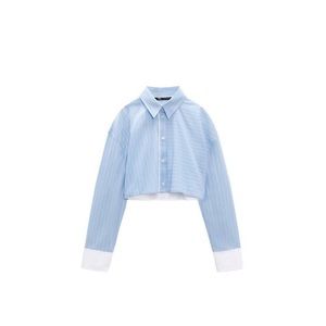 Zara Striped Crop Poplin Shirt NWT